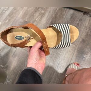 Dr. Scholl's Navy/Cream Striped Sandals